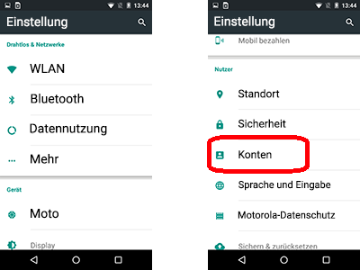 Android 5.0 Lollipop - Konten