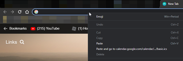 Select Google calendar private URL