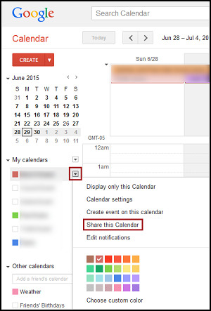 Share your Google Calendar
