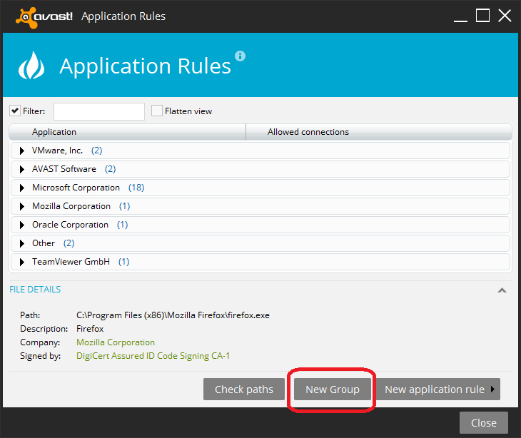 avast firewall blocking vmware