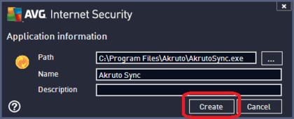 AVG Internet Security 2013 Firewall Configuration - Click Create