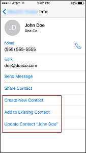Share iPhone contact as a vCard