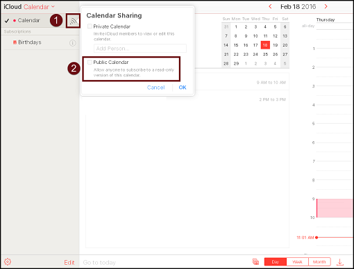 Make iCloud Calendar Public