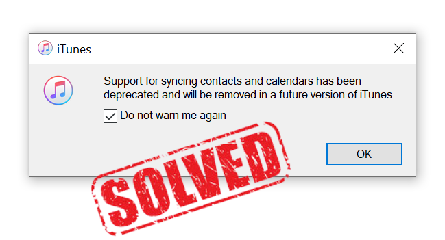 Solved Itunes To Stop Sync With Outlook Contacts And Calendar