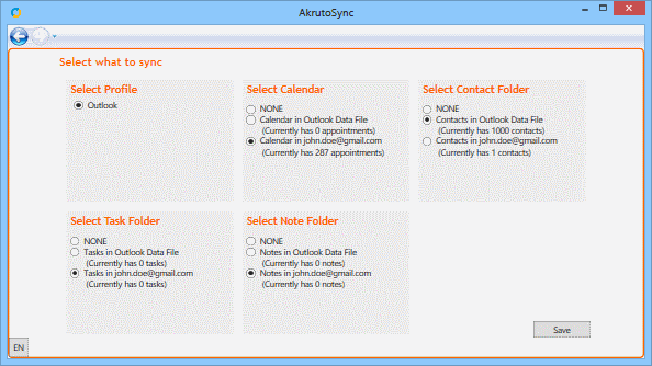Select Outlook folders to sync with your phone